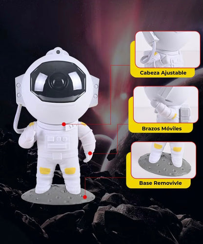 Astronauta Proyector de Nebulosas y Estrellas - 8 variedades de colores de luz, portátil y con control remoto