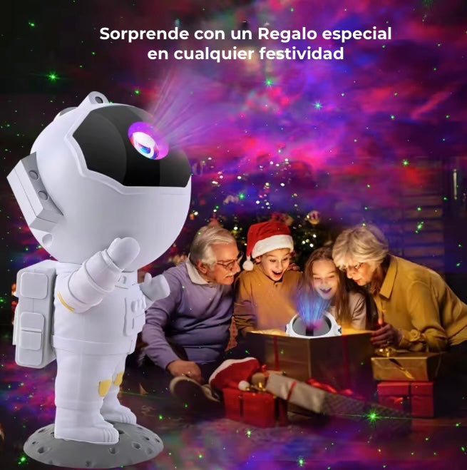 Astronauta Proyector de Nebulosas y Estrellas - 8 variedades de colores de luz, portátil y con control remoto